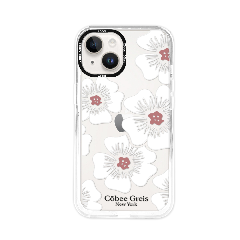 Côbee Log Iphone 13/14 Greis #11 Flor Blanca Borde Blanco