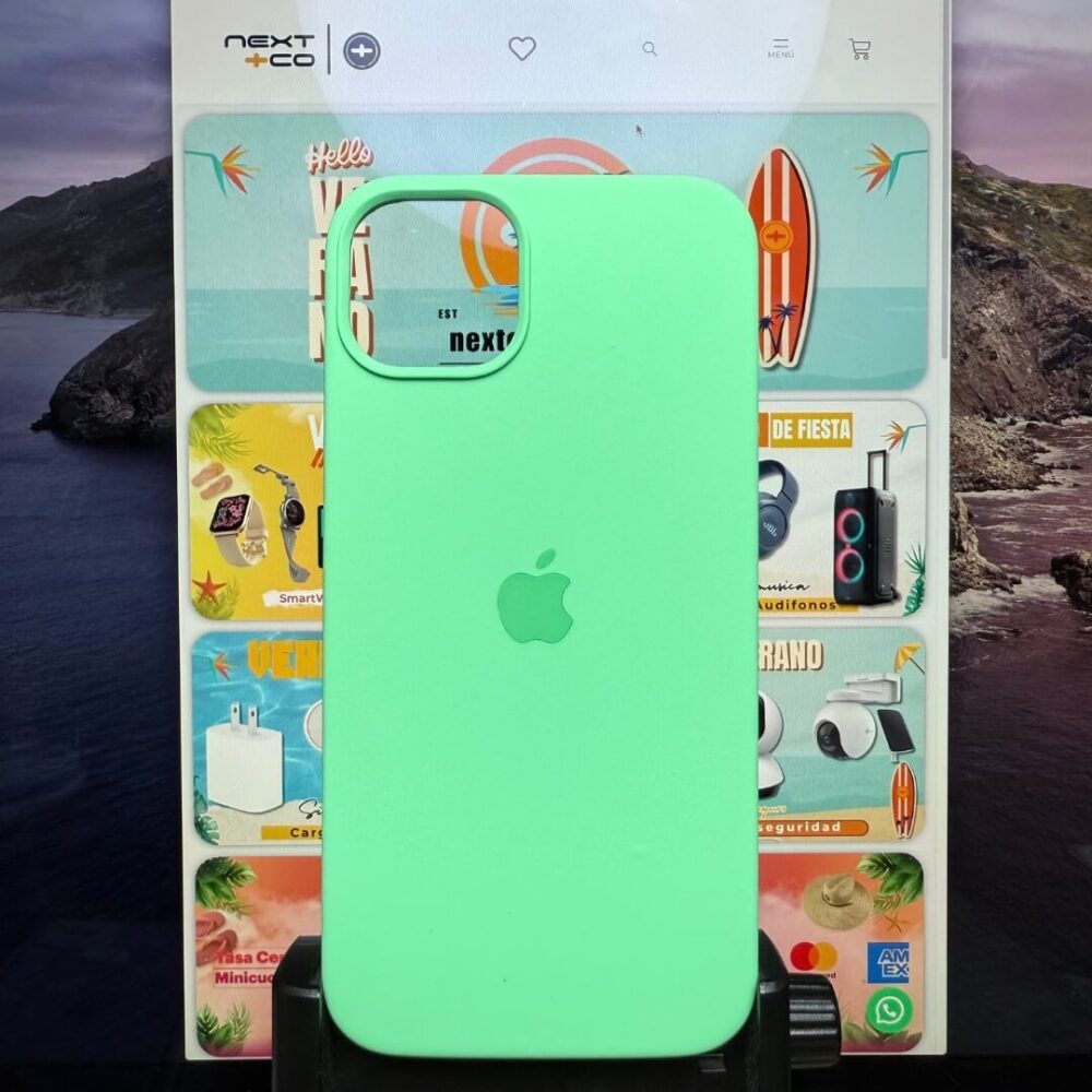 Estuche Silicon iPhone 14 plus Verde Menta