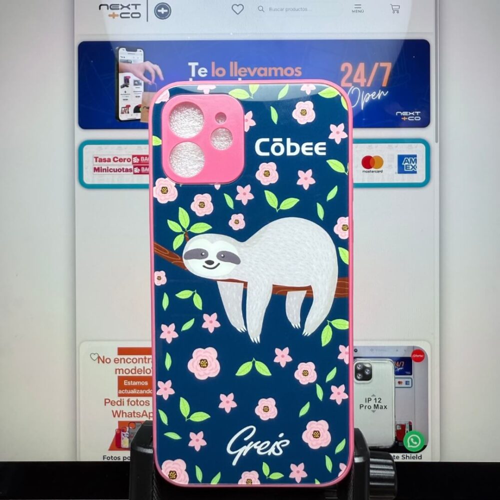Estuche Cobee Glass iPhone 12 Greis #5 Perezoso