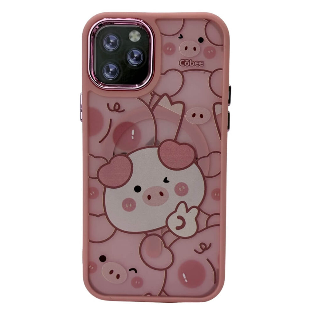 Estuche Cobee Revo MagSafe Iphone 12/12 Pro Cerdito / Rosado