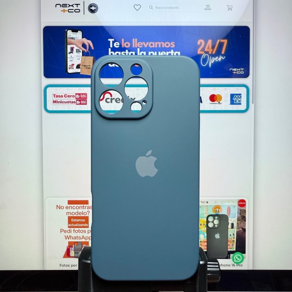 Estuche Silicon Iphone 16 Pro Max Azul Teal