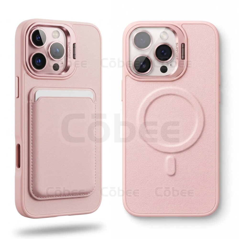 Estuche Support Wallet Magsafe con Lentes Iphone 16 Pro Max Rosa