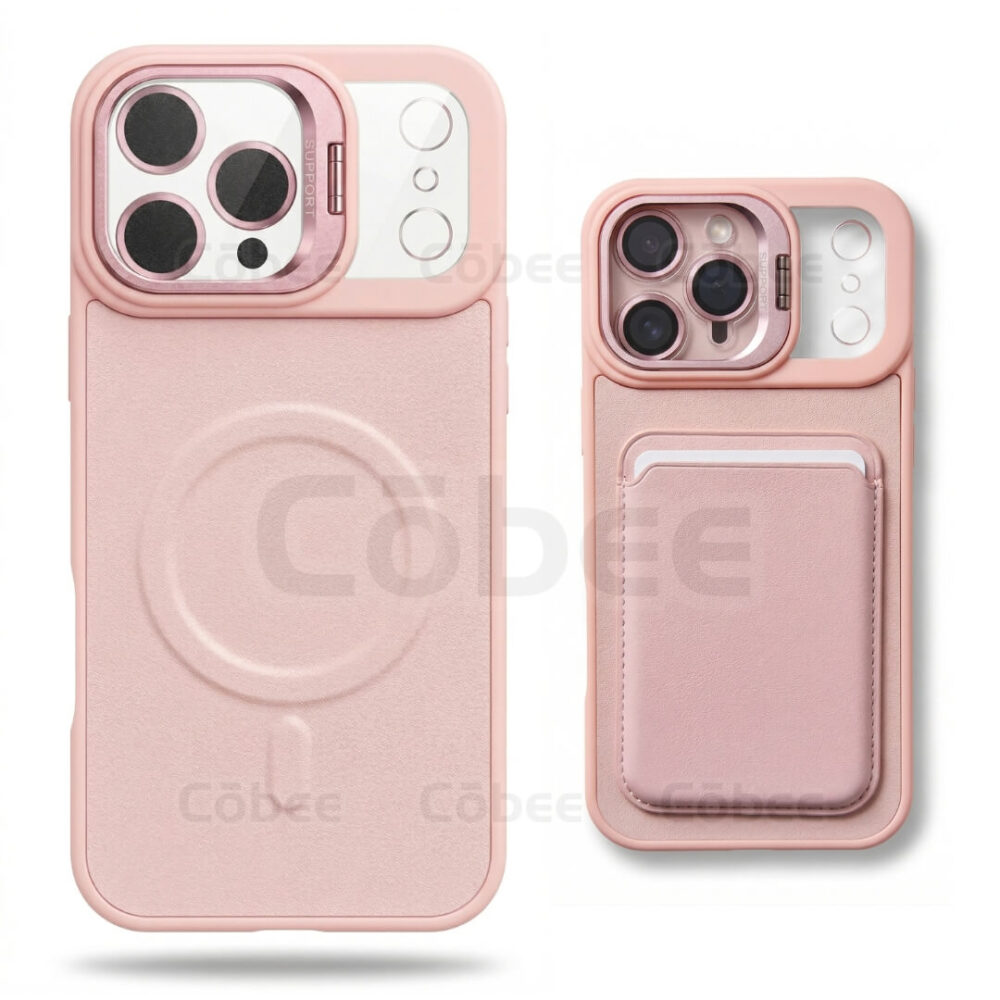Estuche Support Wallet Magsafe con Lentes Iphone 17 Pro Rosa