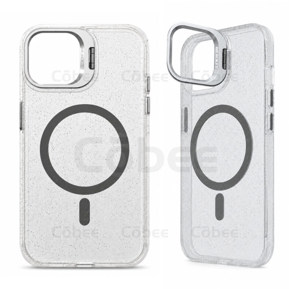 Estuche Escarcha con Soporte MagSafe Iphone 15 Plateado