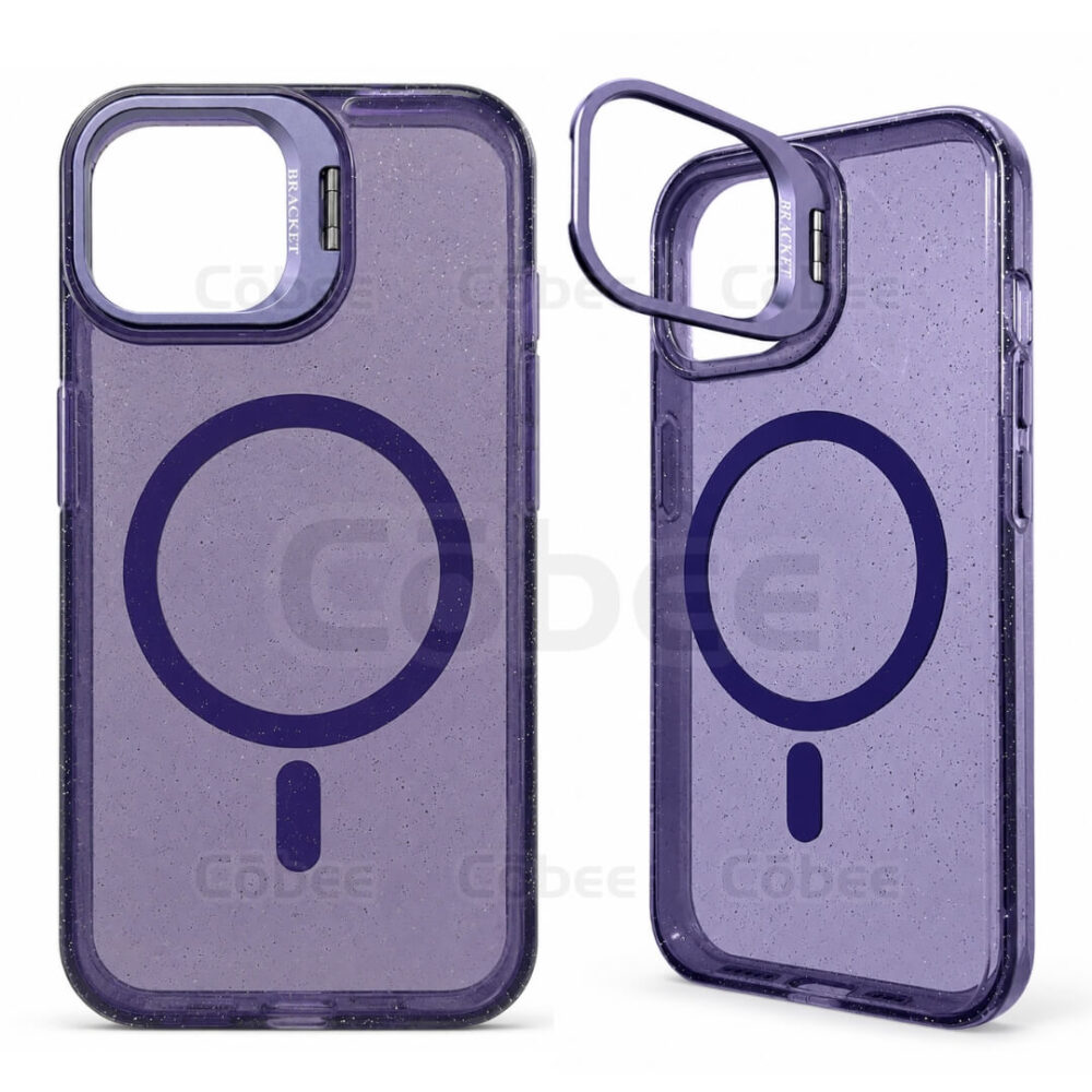 Estuche Escarcha con Soporte MagSafe Iphone 15 Morado