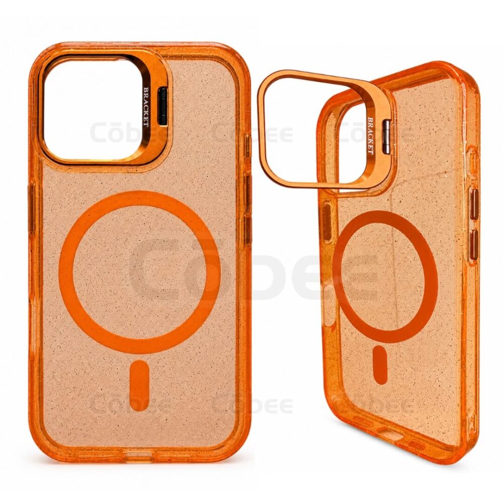 Estuche Escarcha con Soporte MagSafe Iphone 14 Naranja
