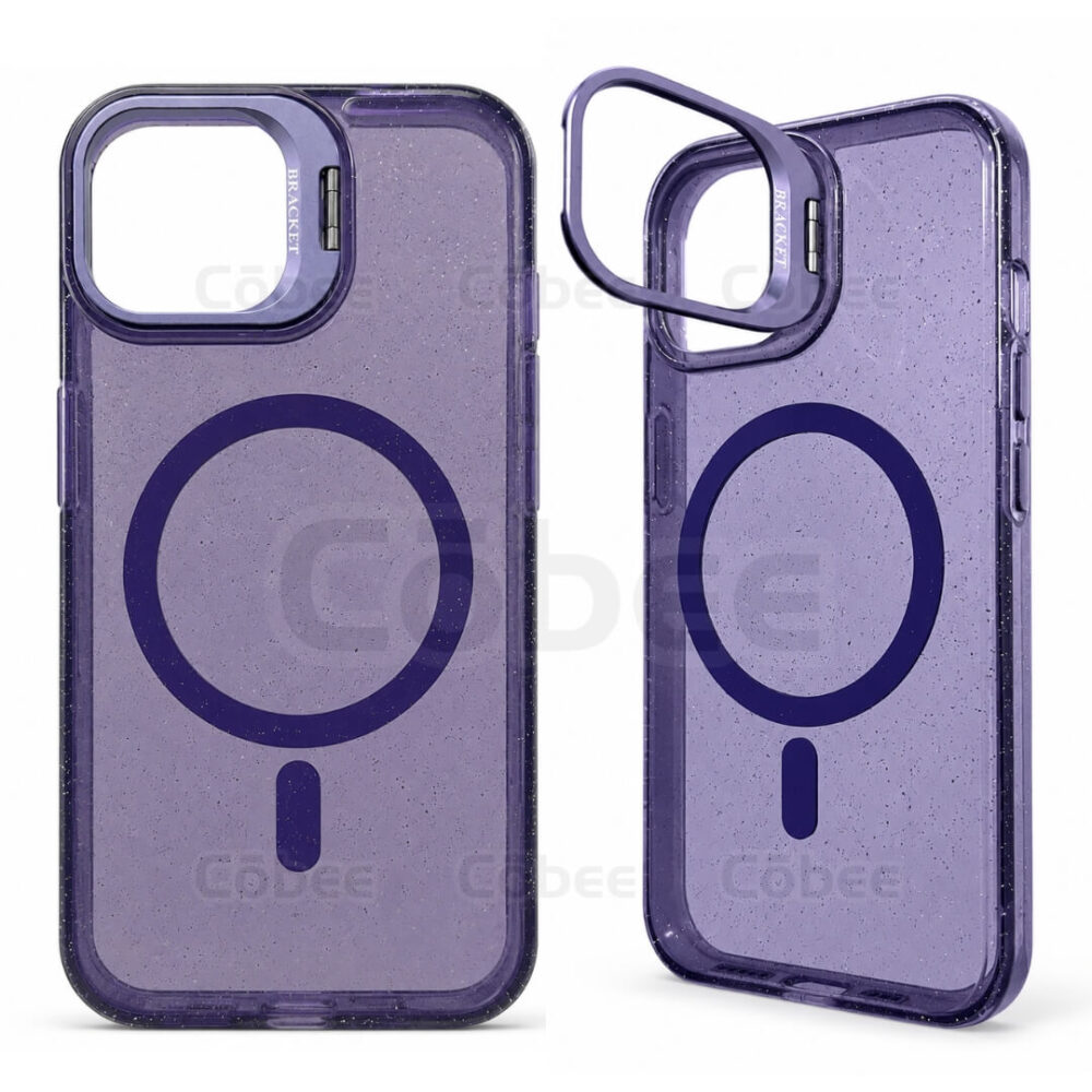 Estuche Escarcha con Soporte MagSafe Iphone 14 Morado