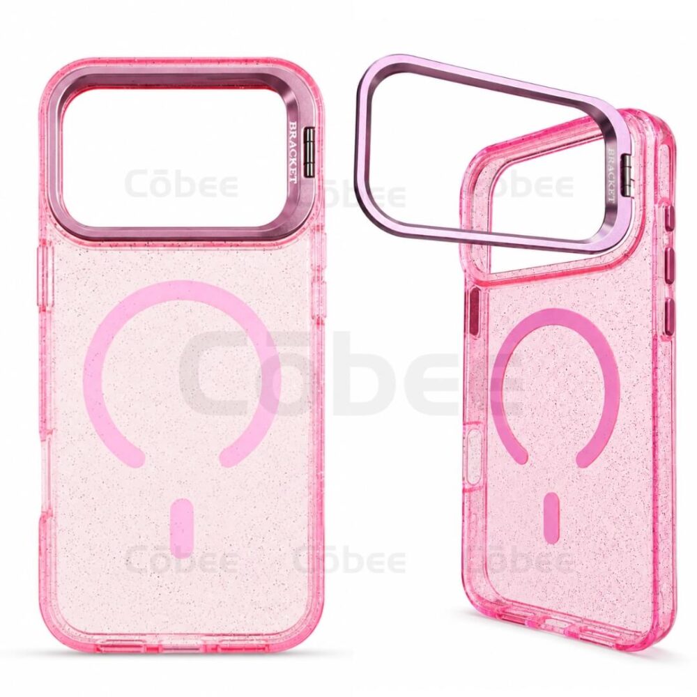 Estuche Escarcha con Soporte MagSafe Iphone 17 Pro Max Rosa