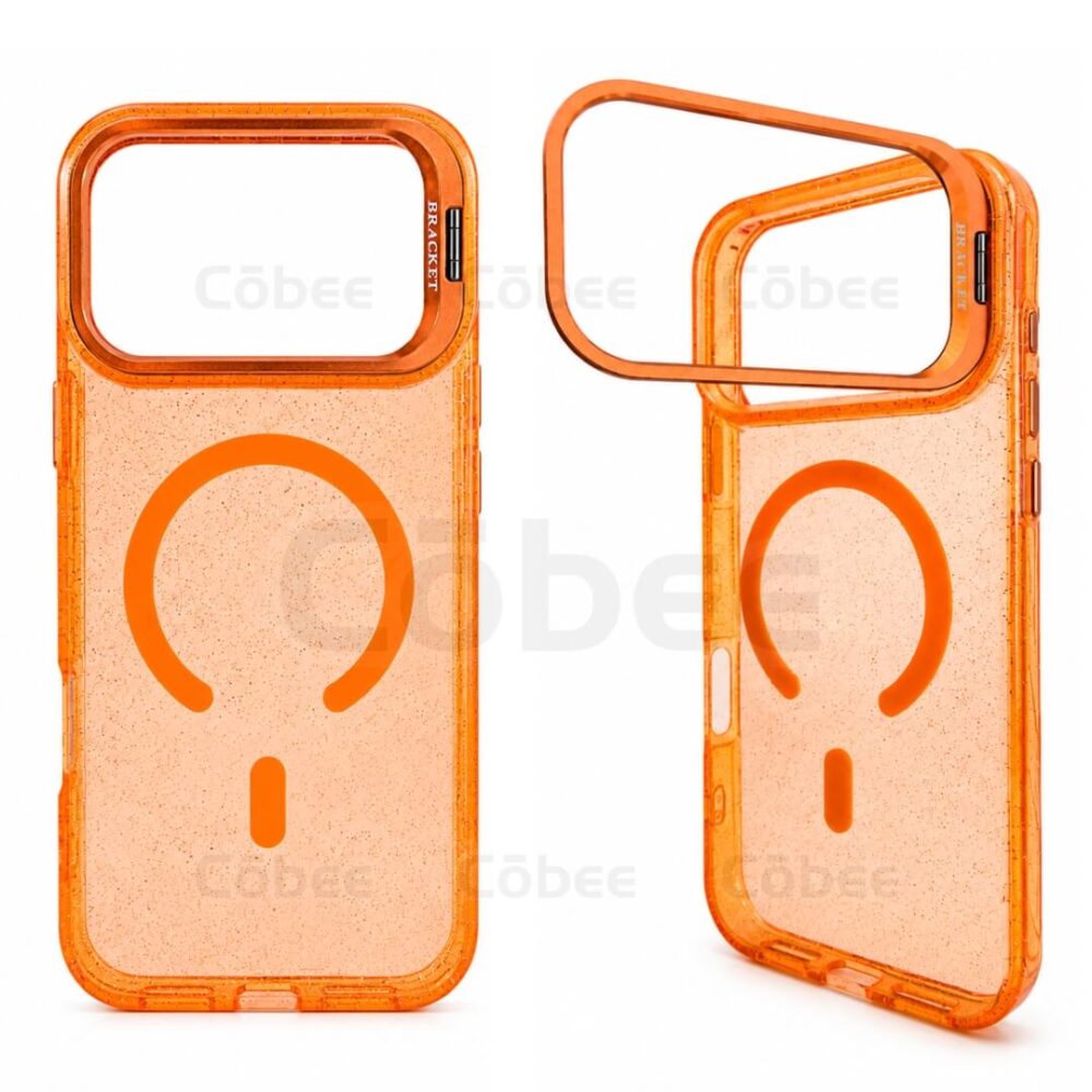 Estuche Escarcha con Soporte MagSafe Iphone 17 Pro Max Naranja