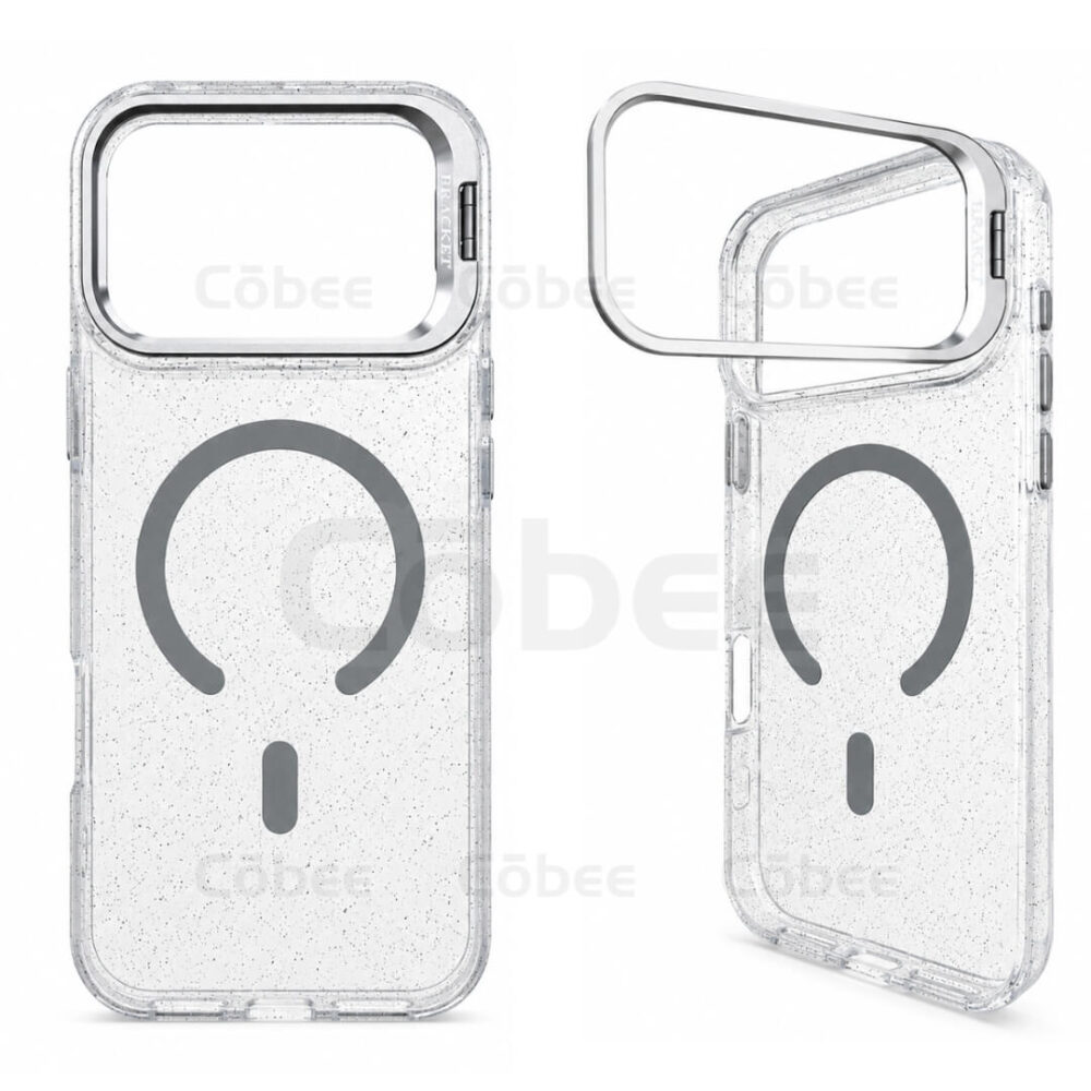 Estuche Escarcha con Soporte MagSafe Iphone 17 Pro Max Plateado