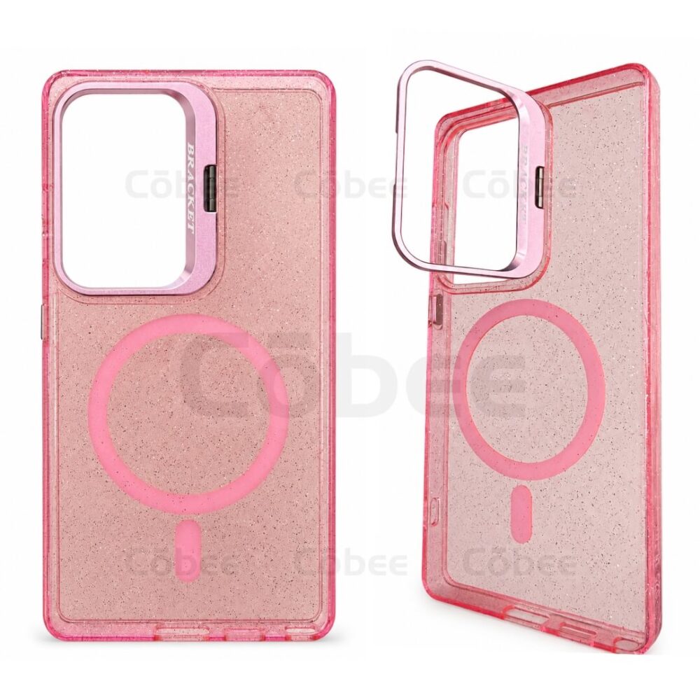 Estuche Escarcha con Soporte MagSafe Samsung S25 Ultra Rosa