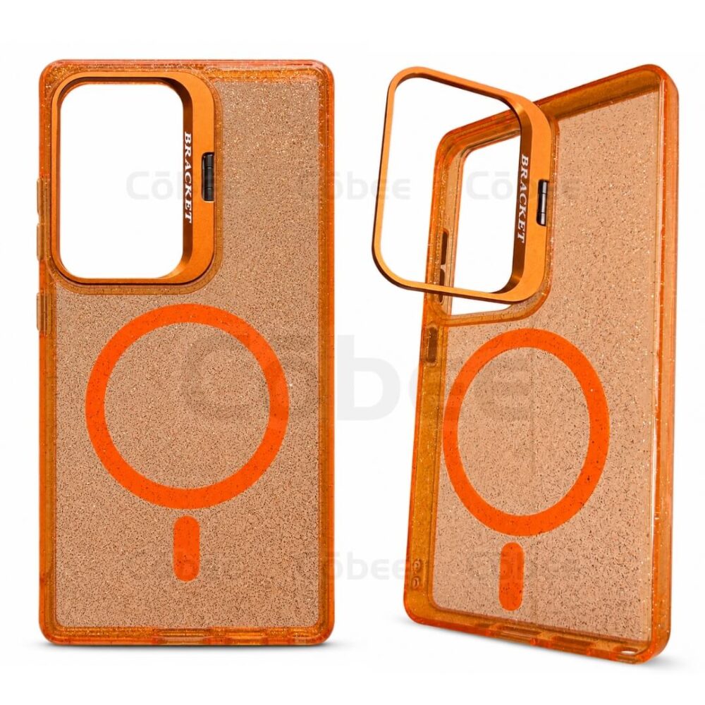 Estuche Escarcha con Soporte MagSafe Samsung S25 Ultra Naranja