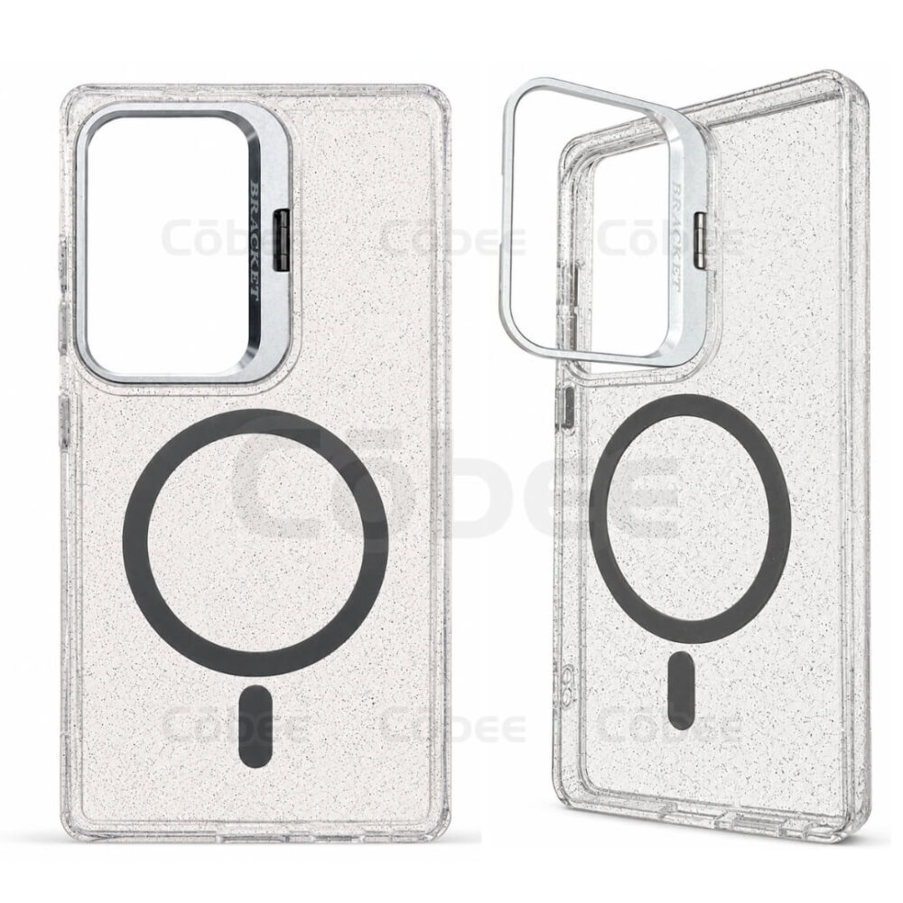 Estuche Escarcha con Soporte MagSafe Samsung S25 Ultra Plateado